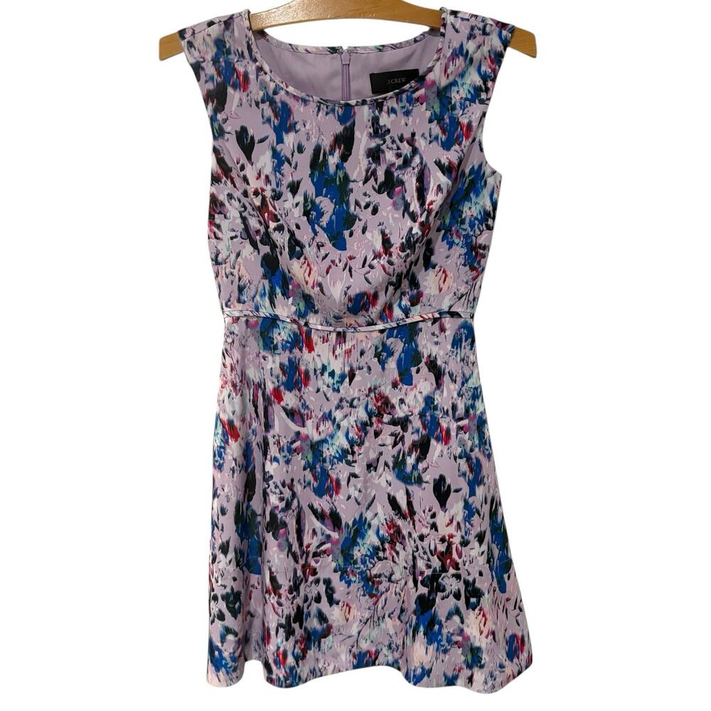 J. Crew | Dress Sleeveless Floral Watercolor Purple Modest- Size 0 Petite